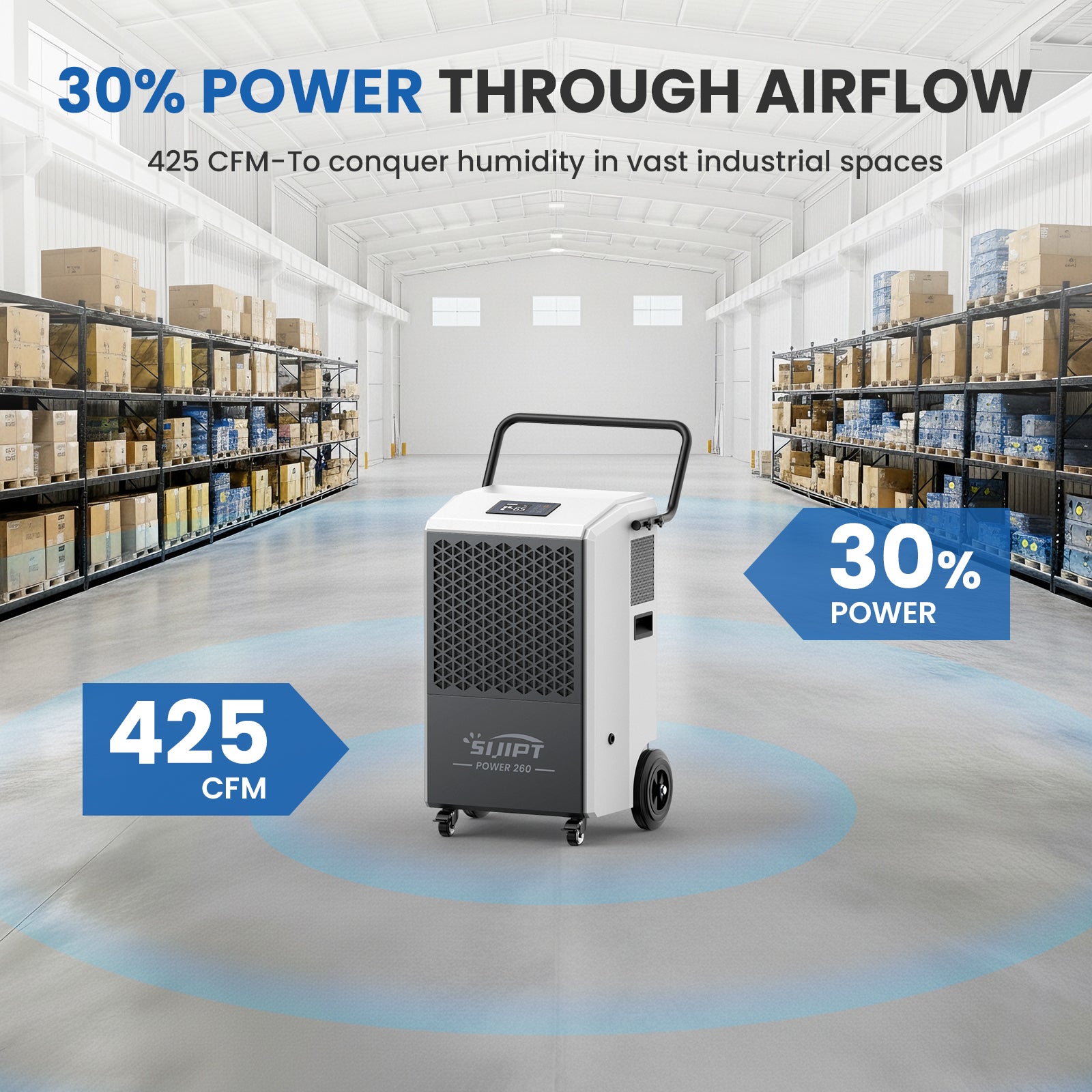 Sijipt 260-pint
commercial flood restoration dehumidifier with pump front view