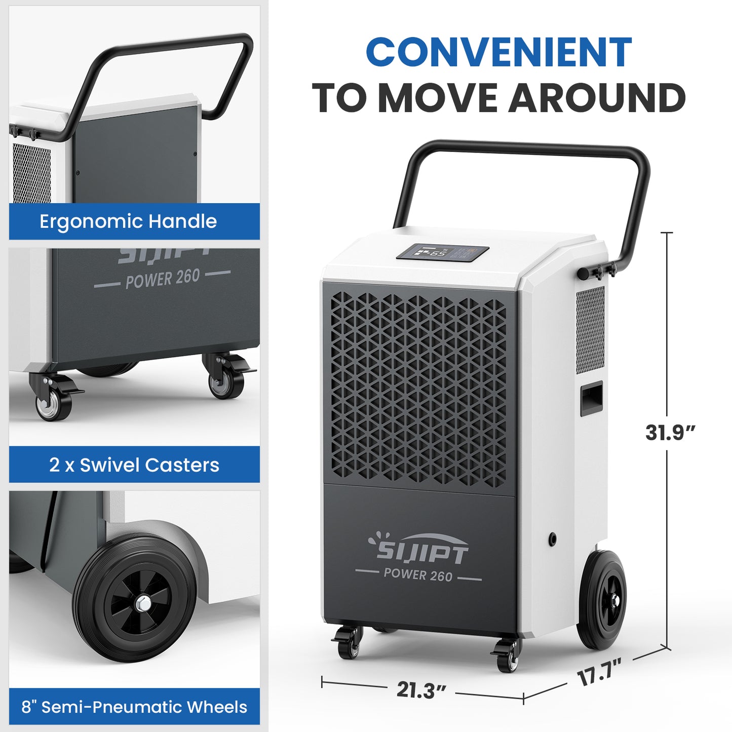 Sijipt 260-pint
commercial flood restoration dehumidifier with pump front view
