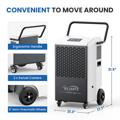 Sijipt 260-pint
commercial flood restoration dehumidifier with pump front view